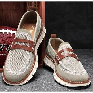 ORAN SANDER Shoes Mens 47 Khaki Leisure Loafers Knit Slip On Boat Casual Walking